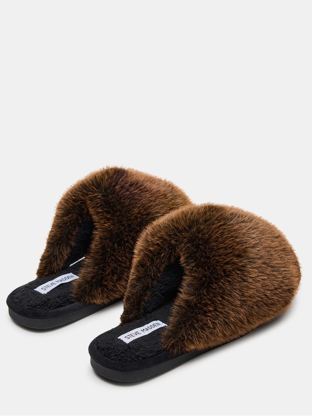 Steve Madden Brown Fuzzy Slide Slippers